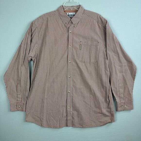 Columbia Shirt Men’s XL Long Sleeve Button Down Checked Maroon - Picture 1 of 7